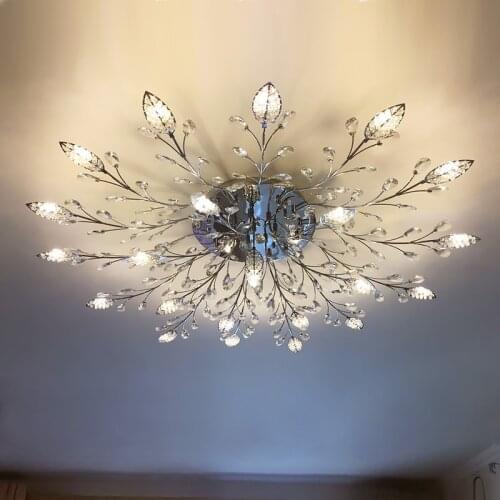 LED Crystal Ceiling Lamp Modern Ceiling Light for Living Room Crystal Lamps Dining Gold Loft Lighting Crystal Fixtures Bedroom