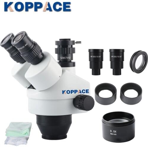 KOPPACE 3.5X-90X Trinocular Microscope Lens Trinocular Industrial Microscope Lens 1/2 CTV Adapter Continuous Zoom Lens
