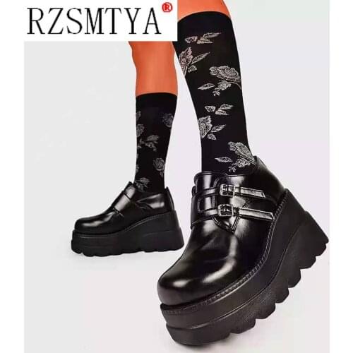 Brand New Female Lolita Cute Mary Janes Pumps Platform Wedges High Heels Womens Pumps Sweet Gothic Punk Shoes Woman Size 43