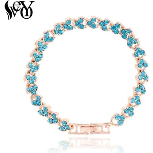VEYO 4 Color Simple Style Rhinestone Chain Bracelets for Women Fashion Jewelry Gift