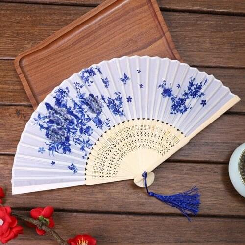 Vintage Style Silk Folding Fan Chinese Japanese Pattern Art Craft Gift Home Decoration Ornaments Dance Hand Fan