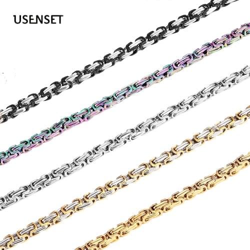 4MM 5MM 6MM 8MM Byzantine Necklace for Men Women 304 Stainless Steel Bracelet Handmade Colorful Necklaces Jewelry 18-80CM