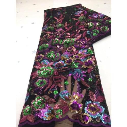 Embroidered Lace Fabric 5 Yards SYJ-116687 For Party Dress Fashion French Net Lace Fabric with sequins