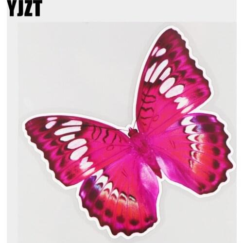 YJZT 15.2×15.1CM Pretty Pink White Butterfly Fashion Whole Body Decoration Car Sticker Accessories 21A-0413