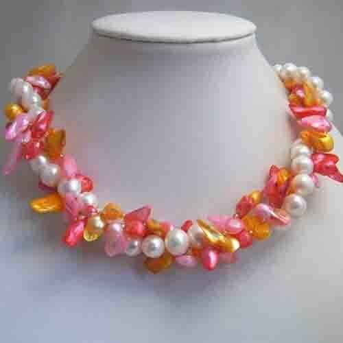 Genuine Pearl Jewellery,Multi-Strand Baroque Round Freshwater Pearl Necklace,6-25mm 18'' Multicolor,Fashion Women Gift Jewelry