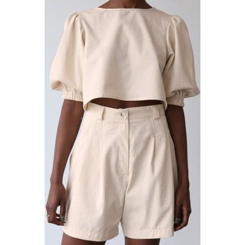 Women Suiit Fashion COTTON New 2022 Summer Solid Casual O-Neck 2 Pic Set Simple Euro-America Style High Quality