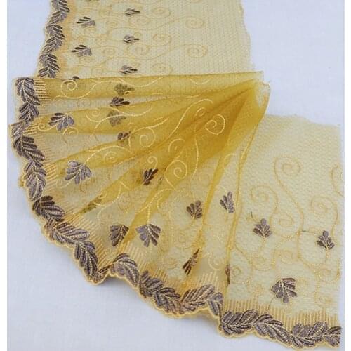 1yard/20cm Yellow Polyester Soft Mesh Embroidery Lace Trimmings Dress Accessories Lace Fabric Sewing Crafts Doll Material