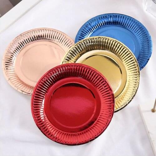 10pcs Disposable Paper Plate Round 7Inch Cake Dish Tableware Wedding Birhtday Party Supplies