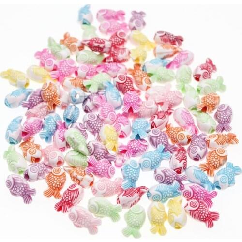 CHONGAI 100Pcs Acrylic Washing Color Fish Beads For Jewelry Making DIY Bracelet Accessories
