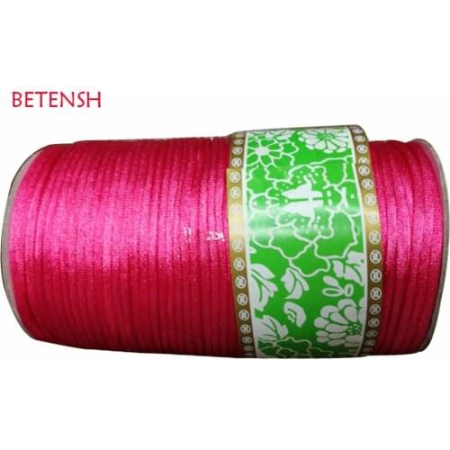 2mm DK Pink Rattail Satin Nylon Cord Jewelry Findings Accessories Macrame Rope Bracelet Beading Cords 350m/roll