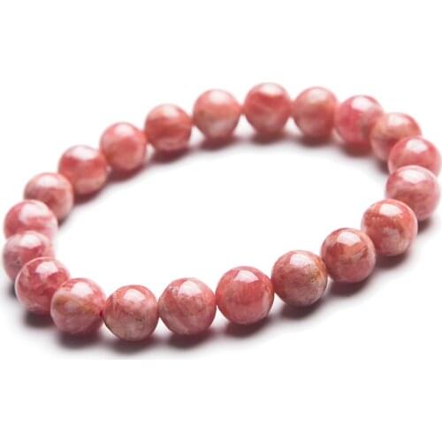 9mm Genuine Natural Red Rhodochrosite Gem Stone Crystal Round Bead Bracelets For Women Femme Charm Stretch Bracelet