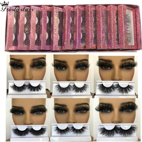 25 mm Mink Eyelashes Wholesale Long False Eyelashes Vendors Handmade Fluffy Mink Lashes Box Case Bulk Thick Wispy 5D Fake Lashes