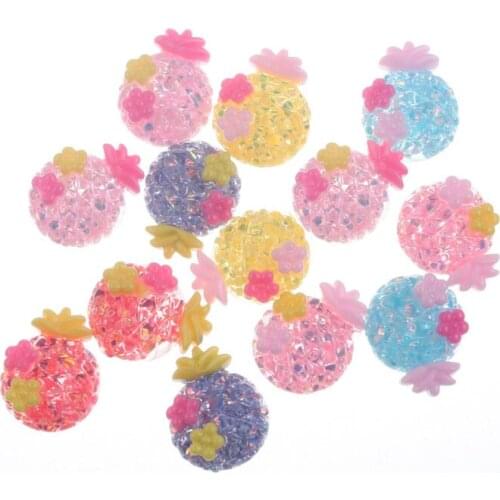50pcs Clear Colorful Resin Pineapple Decoration Crafts Flatback Cabochon Embellishments For Scrapbooking Diy Accessories