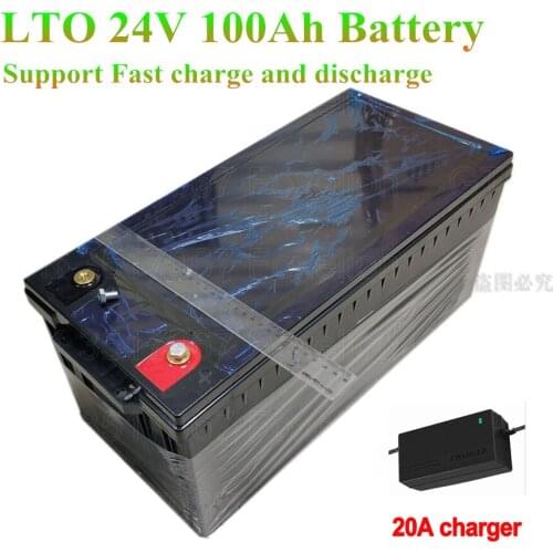 GTK LTO 24V 100AH lithium titanate Battery Pack for Boat marine Solar Car starting EV BMS super Fast charge hour + 20A charger