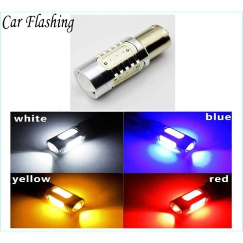 Car Flashing 2Pcs 1156 1157 BA15S S25 P21W Backup Reverse Brake Light Bulb Car lights White 7.5W LED COB Replace Halogen Lamp