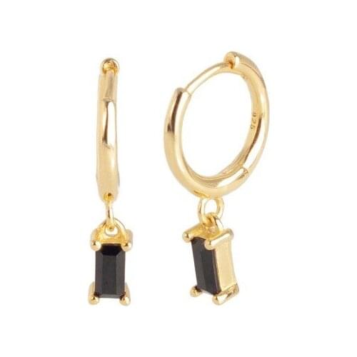 BOAKO Pendientes Plata 925 Silver Earrings For Women Black Zircon Earrings Dangle Gold Jewelry Ear Piercing Fine Gift Серьги