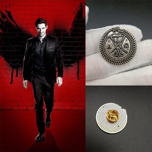 Lucifer Morningstar Brooch Cosplay Props Satan Halloween Metal Accessories Jewelry Pin