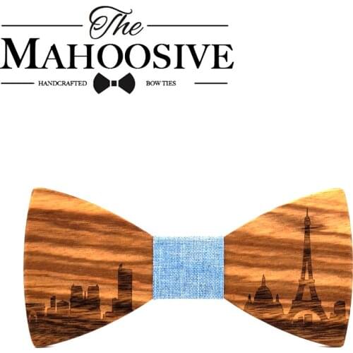 MAHOOSIVE Wooden bow tie Gravata Pairs City Skyline Wedding Groom Gift Butterfly For Mens Suit Shirt Necktie Jewerly Accessory
