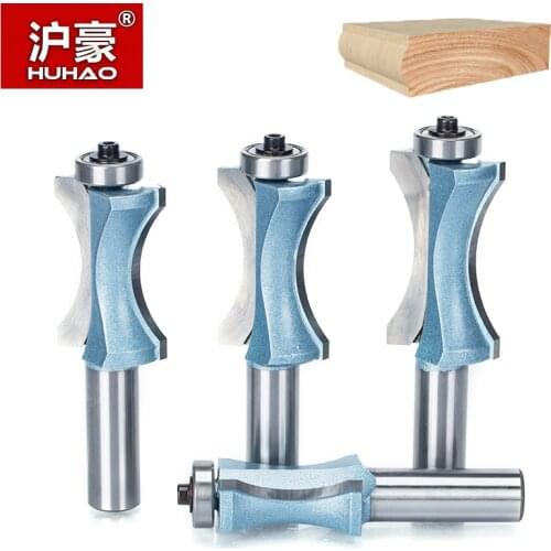 HUHAO 1pc 1/2 inch Shank Half Round bit 2 Flute Endmill Router Bits for Wood With Bearing Woodworking Tool Milling Cutter