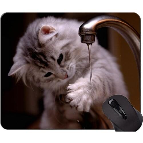 Mouse Pad with Stitched Edge,Kitten Paw Water Cat Non-Slip Rubber Base Mousepad