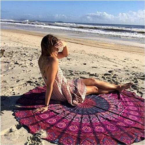 Rug rugs 1 X Indian Mandala Round Roundie Beach Throw Tapestry Hippy Boho Cotton Tablecloth Beach Towel , Round Yoga Mat