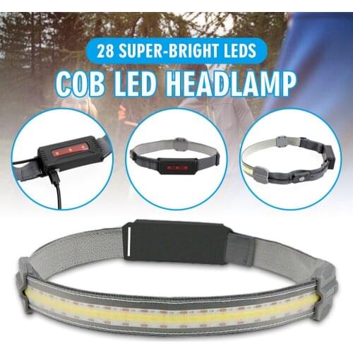 Mayitr 1pc Portable USB Rechargeable COB LED Headlamp Durable Waterproof Headband Flashlight Headlight