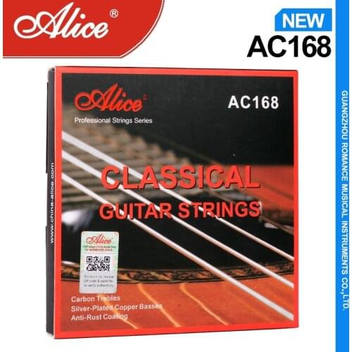 Alice AC168 Classical Guitar String Set, Carbon Plain String, Sliver Plated Copper Winding, Anti-Rust Coating