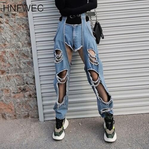 2020 new high waist denim pants full length jeans broken hollow out and short denim shorts two pieces K072