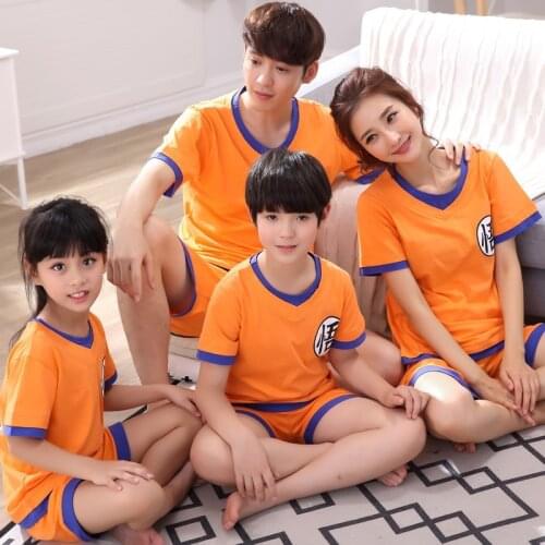 New Family Look Cos Costumes Pajamas Home wear Summer T shirt Shorts Pajamas Suit Lovers Family Matching Outfits