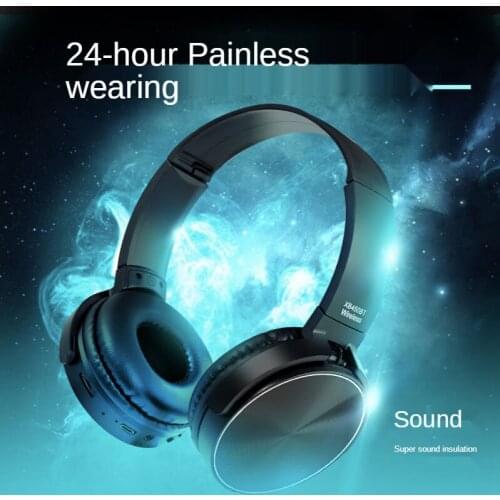 Head-mounted bluetooth headset stereo sound 5.0 pluggable F card sports call game headset macbook pro