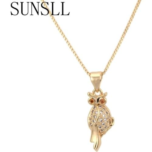 SUNSLL New Designed Gold/Silver Color Copper White Cubic Zirconia Unique Tiny Small Pendant Necklace Jewelry for Women pendant