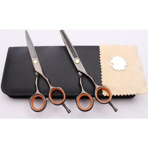 5.5" 16cm Japan Black Color Engraving Logo Cutting Shears Thinning Scissors Style Tool Professional Hairdressing Scissors C1004