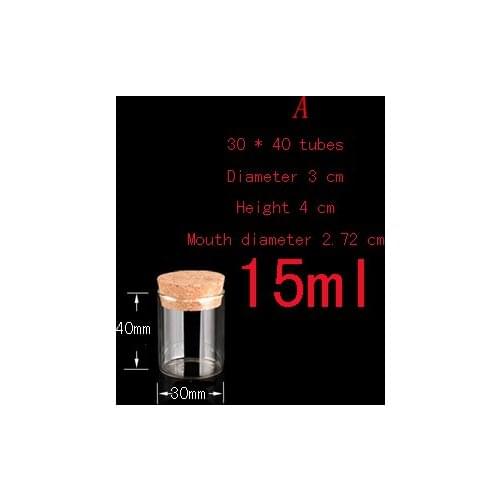 Capacity 15ml(30*40mm) 150pcs/lot Transparent tube sealing glass bottle vows,lass bottles with corks, glass vials with cork