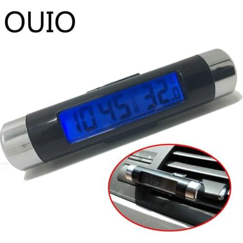 OUIO Car Air Outlet Thermometer Electronic Clock Backlit For BMW E46 E39 E36 E90 E60 F30 Toyota Corolla Avensis Opel Astra CHR