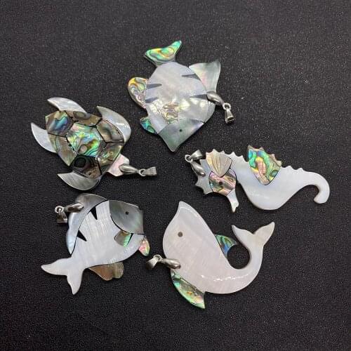 5 Types Seashell Stitching Marine Life Patterns Dolphin-shaped Pendants Various Specifications Jewelry Fashionable Accessories