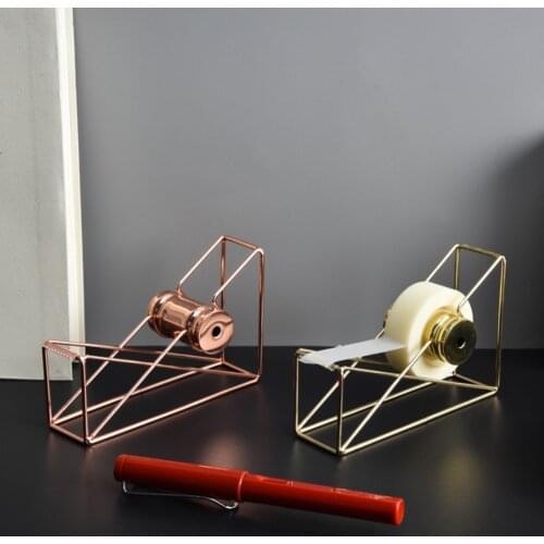 Hollow Metal Wire Tape Holder Cutter Dispenser Stand Holder Rack for Home Office School Stationery Desktop Supplies