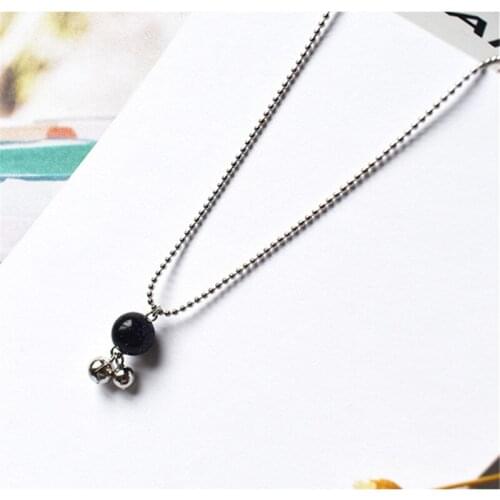 Sterling Bracelets Female Natural Blue sand stone Lucky Bead Bell Charms Bracelet Jewelry Women Gift