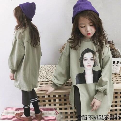 Girls' Hoodies Sweatshirts Kids Underwear 2021 Green Plus Velvet Thicken Winter Autumn Jacket Cotton Outdoor Childrens Clothing