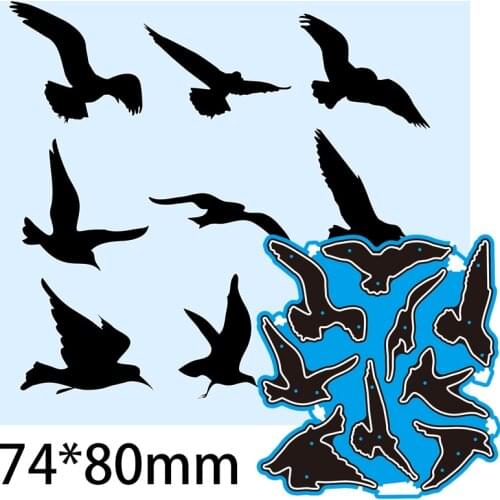 Cutting Dies Nine Birds Fly to Right Metal for DIY Scrapbooking Photo Album Embossing Paper Card 74*80mm