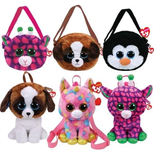 Ty Beanie Boos Backpack Messenger Bag Unicorn Penguin Leopard Giraffe Big Eyes Soft Plush Doll Girls Birthday Christmas Gift