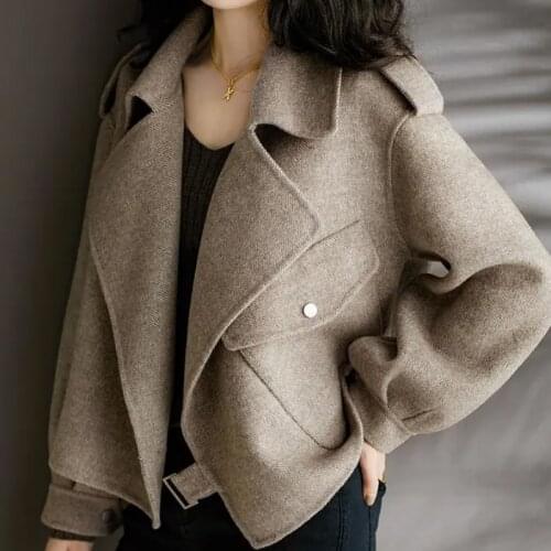 Women Twill Woolen Jacket Short Coat