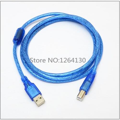 0.25M-1.5M 5FT USB 2.0 Extension Print Cable A Male to B Male Printer Cord Transparent Blue Extended AM/BM