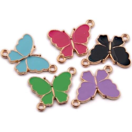 100pcs 20*15mm Enamel Alloy Jewelry DIY charms Gold Tone Plated Zinc Metal Bracelet Necklace Earring Floating Pendants Connector