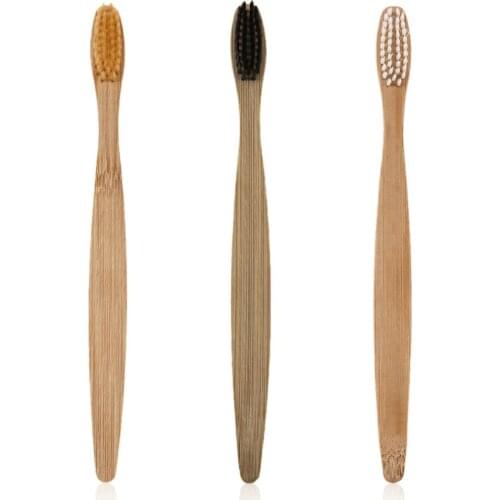 3 Colors Environment-friendly Wood Toothbrush Bamboo Teethbrush Soft Bamboo Fibre Wooden Handle Low-carbon For Adults
