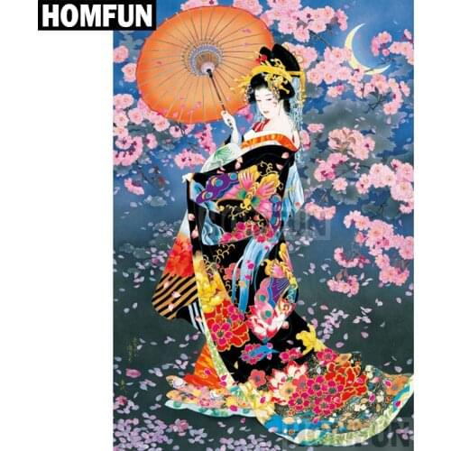 HOMFUN Full Square/Round Drill 5D DIY Diamond Painting "Japanese women" Embroidery Cross Stitch 5D Home Decor Gift A01947