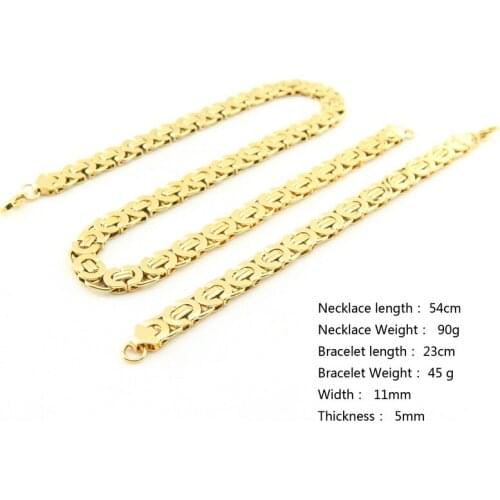 Stainless Steel Bracelets width dubai silver and gold jewelry set for men stainless steel necklace bracelet ornaments
