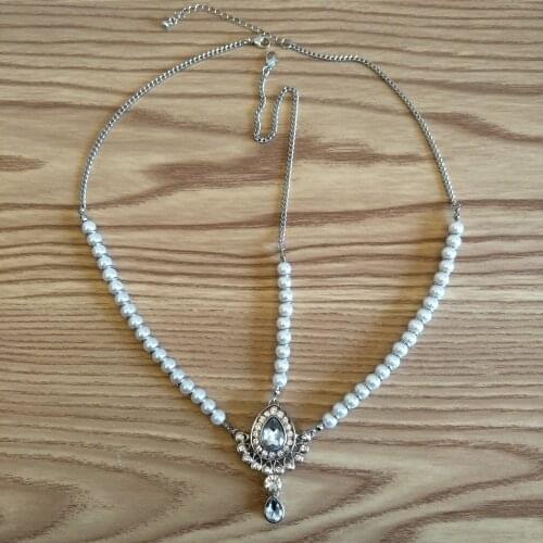 Handmade Kundan stones Pearl hair chain headpiece head jewelry Wedding Bridal