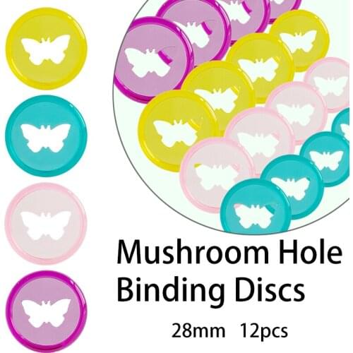 28mm12pcs Butterfly Disc Binding Mushroom Hole DIY 360 Degree Foldable Binding Disc Plastic Binding Rings Binder Office Supplies