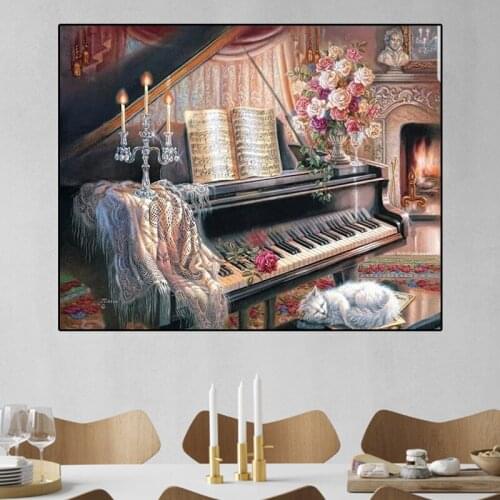 DIY 5D Diamond Painting Piano Picture Cross Stitch Kits Embroidery Full Round Square Crafts Mosaic Home Decor