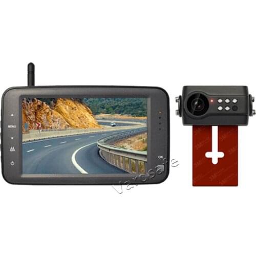 Vardsafe VS764 | Wireless License Plate Parking Rear View Reverse Backup Camera with 4.3 Inch Monitor for Car Van RV Truck
